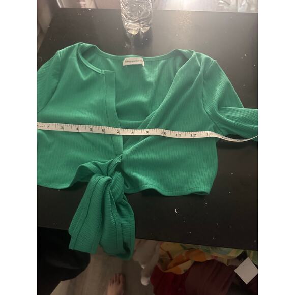 Lovers + Friends Ludrow Turquoise Green Long Sleeve Crop Wrap Top Size XS - Picture 6 of 9